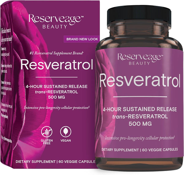 Reserveage Resveratrol 500mg – Antioxidant Supplement for Heart & Cellular Health | Supports Healthy Aging | Paleo & Keto Friendly | 60 Capsules (60 Servings)